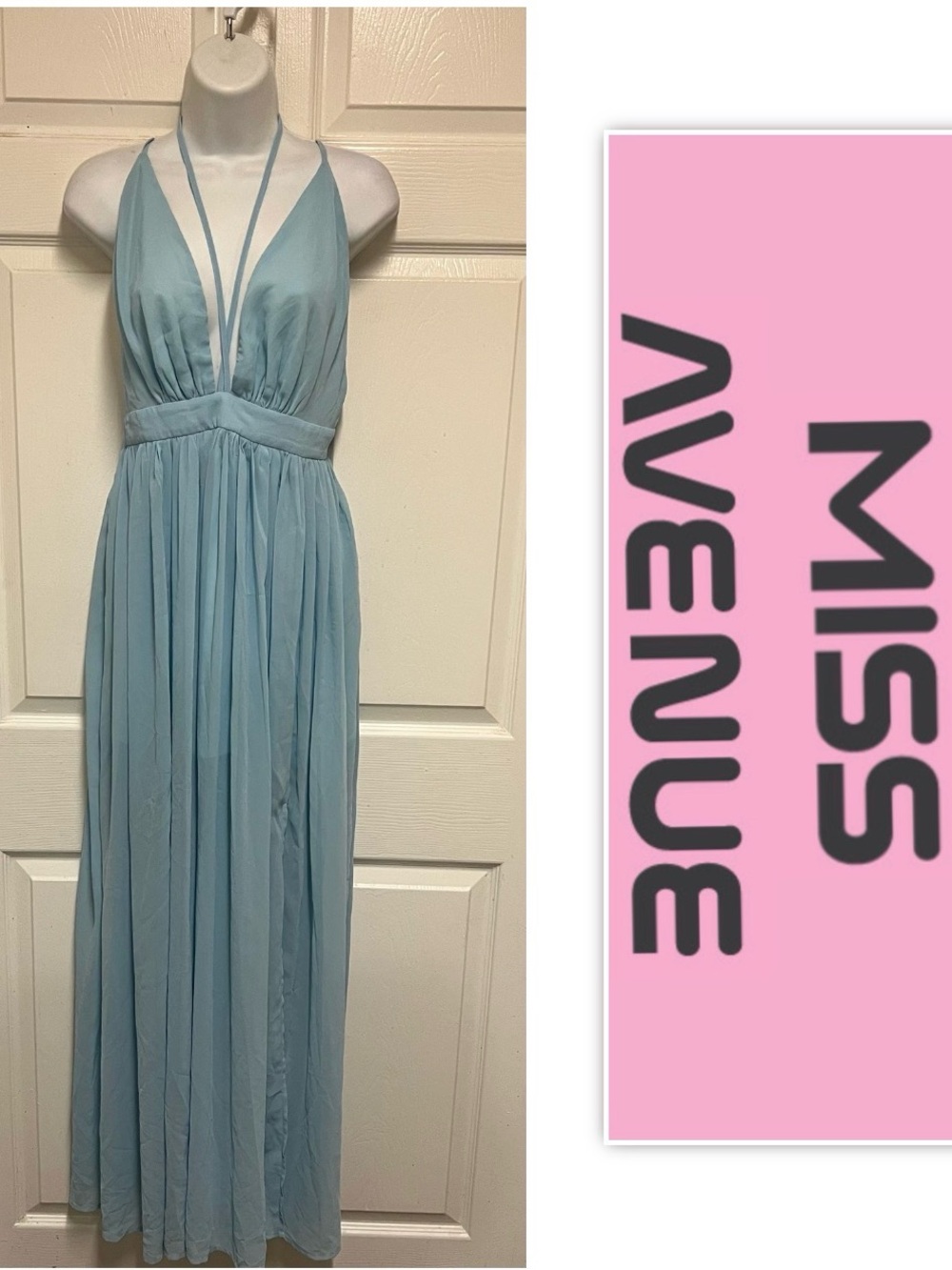 Miss Avenue Blue Cross Strap Maxi Dress
